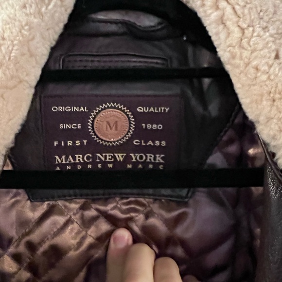 Andrew Marc Men’s Leather Brown B3 Aviator Jacket w/ Removable Shearling Collar - Picture 7 of 8